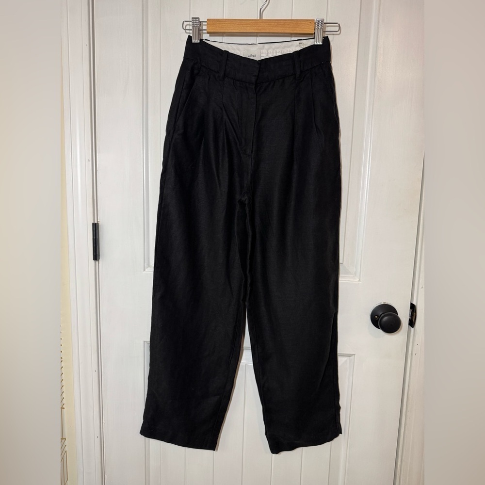 Wilfred Elegant Black Linen Blend Pants